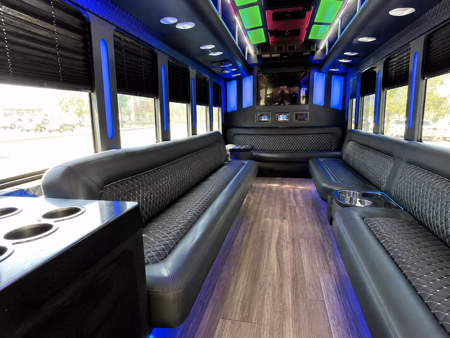 starkville 15 passenger party bus inside