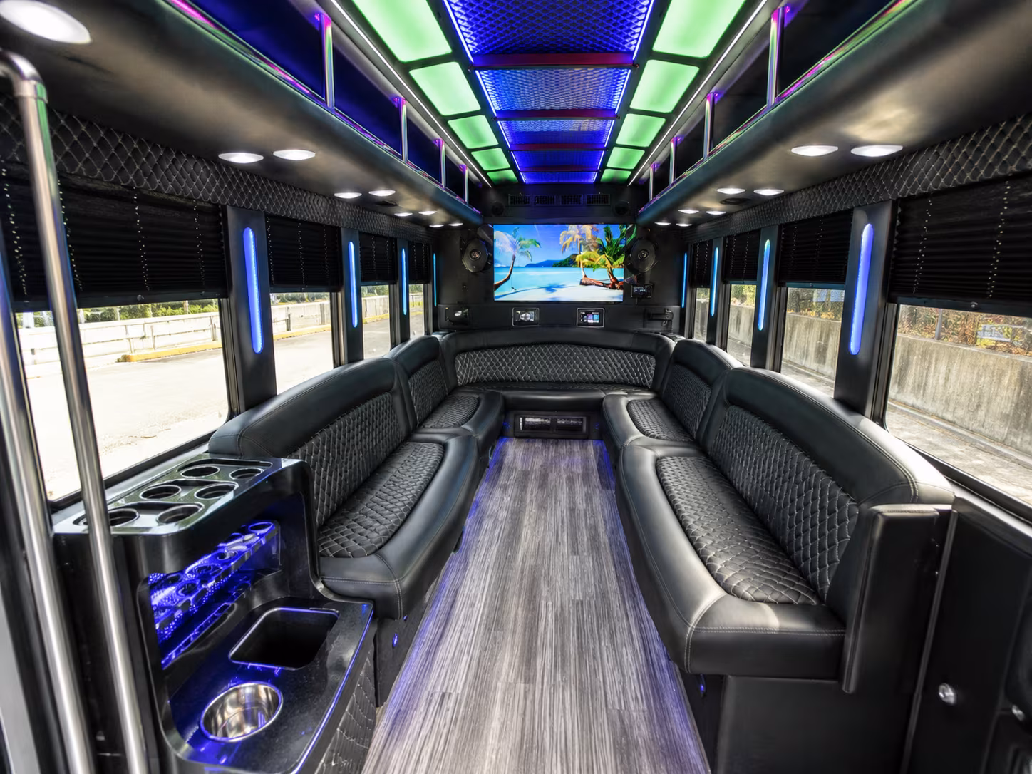 starkville 18 passenger party bus inside