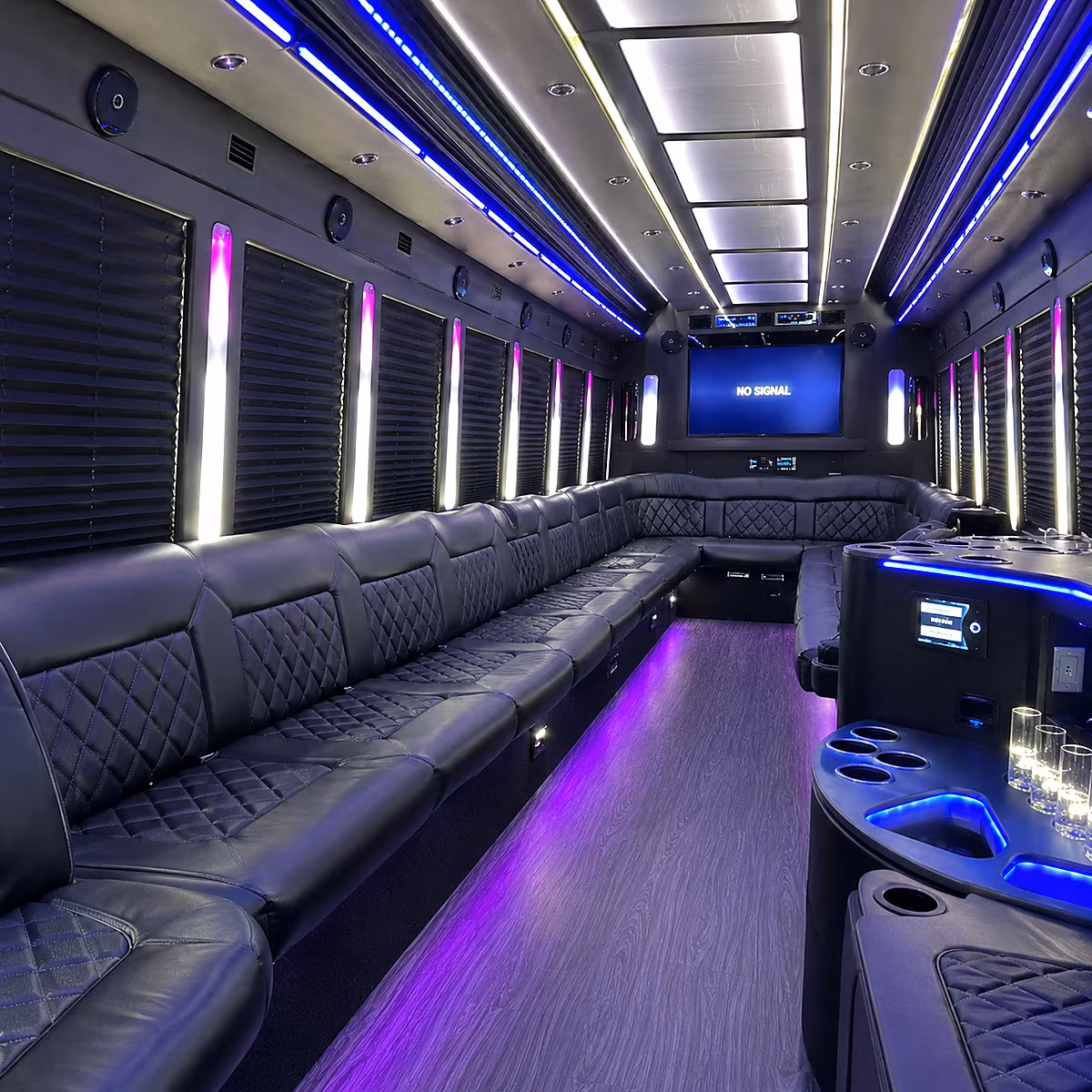 starkville 30 passenger party bus inside
